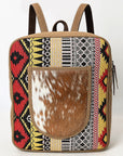 OHLAY Backpack Upcycled Canvas Hair On Genuine Leather Women Bag Western Handbag Purse