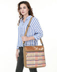 OHLAY Crossbody Hair On Upcycled Canvas Genuine Leather Women Bag Western Handbag Purse