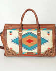 American Darling Duffel Saddle Blanket Hand Tooled Genuine Leather Western Women Bag | Handbag Duffle Weekend Travel Bags for