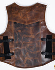 Hilason Bull Riding Rodeo Floral Hand Carved Genuine Leather Vest Black Safety Protective Gear Equipment Vest