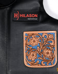 Hilason Bull Riding Kids Junior Youth Pro Rodeo Genuine Leather Vest With Floral Hand Carved