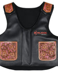 Hilason Bull Riding Kids Junior Youth Pro Rodeo Genuine Leather Vest With Floral Hand Carved