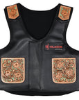 Hilason Bull Riding Kids Junior Youth Pro Rodeo Genuine Leather Vest With Floral Hand Carved