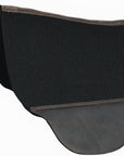 HILASON Western Horse Wool Felt Round Contoured Western Saddle Pad W/ Genuine Leather Black