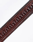 Hilason Western Horse Hand Tooled Headstall Breast Collar Genuine Leather Brown Stainless Steel Hardware