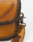 American Darling Handcrafted Western Leather Crossbody Bag for Women – Braided Trim Shoulder Purse