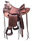 15 In Western Horse Wade Saddle Geniuine Leather Ranch Roping Dark Brown