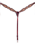 Hilason Horse Floral Hand Carved American Leather Breast Collar Headstall Brown