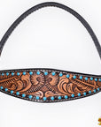 HILASON Western Horse Leaf Headstall Breast Collar Set Genuine Leather Dark Brown