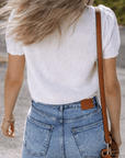 Lavender Puff Sleeve Crewneck Sweater