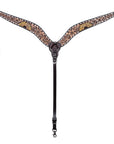 Hilason Horse Floral Hand Painted American Leather Breast Collar Headstall Dark Brown