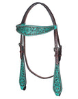 Hand-Carved Leather Western Headstall And Breast Collar Set For Training And Showing