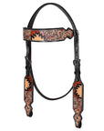 Hand-Carved Leather Western Headstall And Breast Collar Set For Training And Showing