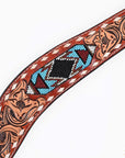 Western Horse Headstall And Floral Beaded Leather Breast Collar