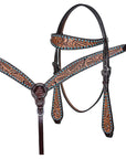 Hand-Carved Leather Western Headstall And Breast Collar Set For Training And Showing