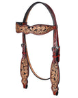 Hand-Carved Leather Western Headstall And Breast Collar Set For Training And Showing