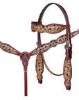 Hand-Carved Leather Western Headstall And Breast Collar Set For Training And Showing
