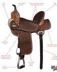 Hilason Western Horse Barrel Flex Tree Trail American Leather Saddle Dark Brown Gorgeous Floral Hand Tooled & Carved