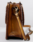 Handcrafted Leather Crossbody Bag With Diamond Quilting Details In Burnished Tan