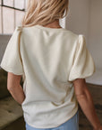 Aliya Textured Puff Sleeve Top