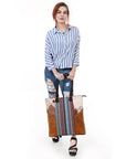 OHLAY Tote Hair On Upcycled Canvas Genuine Leather Women Bag Western Handbag Purse
