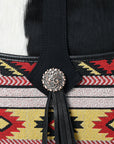OHLAY Cross Body Hair On Upcycled Canvas Genuine Leather Women Bag Western Handbag Purse