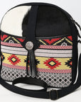 OHLAY Cross Body Hair On Upcycled Canvas Genuine Leather Women Bag Western Handbag Purse