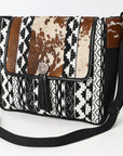 OHLAY Crossbody Hair On Upcycled Canvas Genuine Leather Women Bag Western Handbag Purse