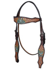 Hand-Carved Leather Western Headstall And Breast Collar Set For Training And Showing