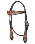 HILASON Western Horse Headstall & Breast Collar American Leather Floral Carving