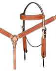HILASON Western Horse Headstall & Breast Collar American Leather Floral Carving