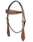 Hand-Carved Leather Western Headstall And Breast Collar Set For Training And Showing