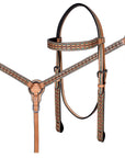 HILASON Western Horse Headstall & Breast Collar American Leather Floral Carving