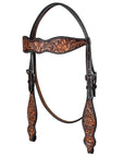 Hand-Carved Leather Western Headstall And Breast Collar Set For Training And Showing