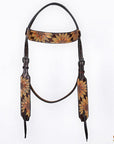 HILASON Western Horse Headstall & Breast Collar American Leather Floral Carving