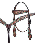 Hand-Carved Leather Western Headstall And Breast Collar Set For Training And Showing