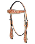 Hand-Carved Leather Western Headstall And Breast Collar Set For Training And Showing