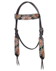 HILASON Western Horse Headstall & Breast Collar American Leather Floral Carving