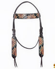 HILASON Western Horse Headstall & Breast Collar American Leather Floral Carving