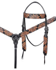 HILASON Western Horse Headstall & Breast Collar American Leather Floral Carving