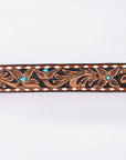 American Darling Floral Hand Carved Painted Belt Buckle Genuine Leather Covered Stylish Brown | Western
