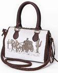 American Darling Tote Hand Tooled Hair-On Genuine Leather Women Bag Western Handbag Purse