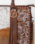 American Darling Hand Tooled Hair On Genuine Leather Women Bag Western Handbag Purse