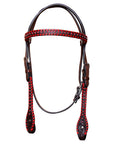 BAR H EQUINE Horse Hand Carved Breast Collar Headstall Genuine Leather Dark Brown
