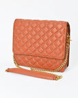 Genuine Leather Quilted Crossbody Bag For Women With Adjustable Chain Strap Everyday