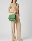 Genuine Leather Quilted Crossbody Bag For Women With Adjustable Chain Strap Everyday
