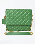 Genuine Leather Quilted Crossbody Bag For Women With Adjustable Chain Strap Everyday