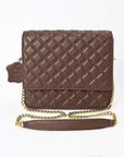 Genuine Leather Quilted Crossbody Bag For Women With Adjustable Chain Strap Everyday