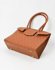 Never Mind Genuine Leather Quilted Tote Bag Women Structured Satchel Handbag Dual Top Handle Spacious Everyday Shoulder Purse