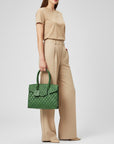 Never Mind Genuine Leather Quilted Tote Bag Women Structured Satchel Handbag Dual Top Handle Spacious Everyday Shoulder Purse
